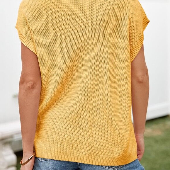 Summer Short Sleeve Sweater for Women 2025 Crew Neck Ribbed Knit Vests Trendy Pu - Picture 4 of 6